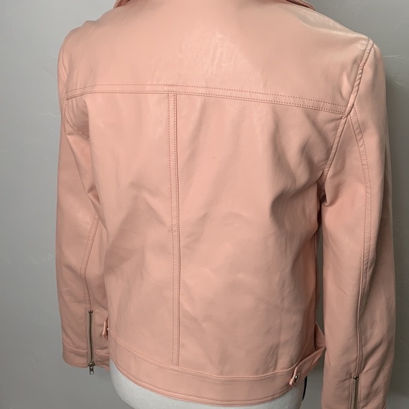 Blu Pepper Pink Vegan Leather Biker Jacket - Sz M - Picture 5 of 9